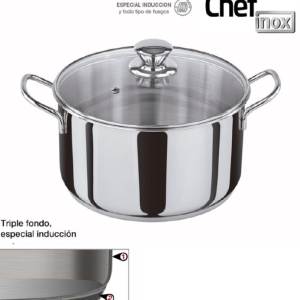 OLLA INOX C/TAPA CRISTAL