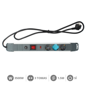 BASE T.T. ALUMINIO NEGRA 3 TOMAS C/INT. 1.5 M REF: GS-0801084