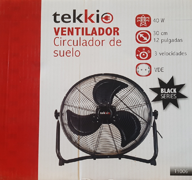 VENTILADOR DE SUELO 12 " 40W NEGRO REF: T1006