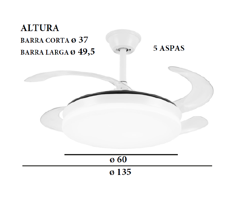 VENTILADOR TECHO AMBRA XXL BL+BL REF: PB-92611
