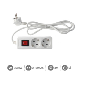 Base T.T. 2T c/ interruptor (3x1.5mm) 3M Blanca REF: 100005020
