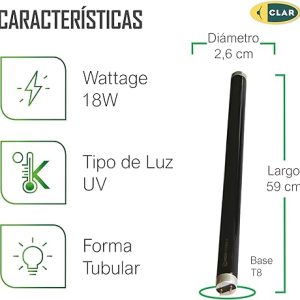 TUBOS LUZ NEGRA T-8 20 W (BLB) NTO) REF: CL-10105