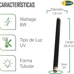 TUBOS LUZ NEGRA T-5 8 W (BLB) (NTO)  REF: CL-10103