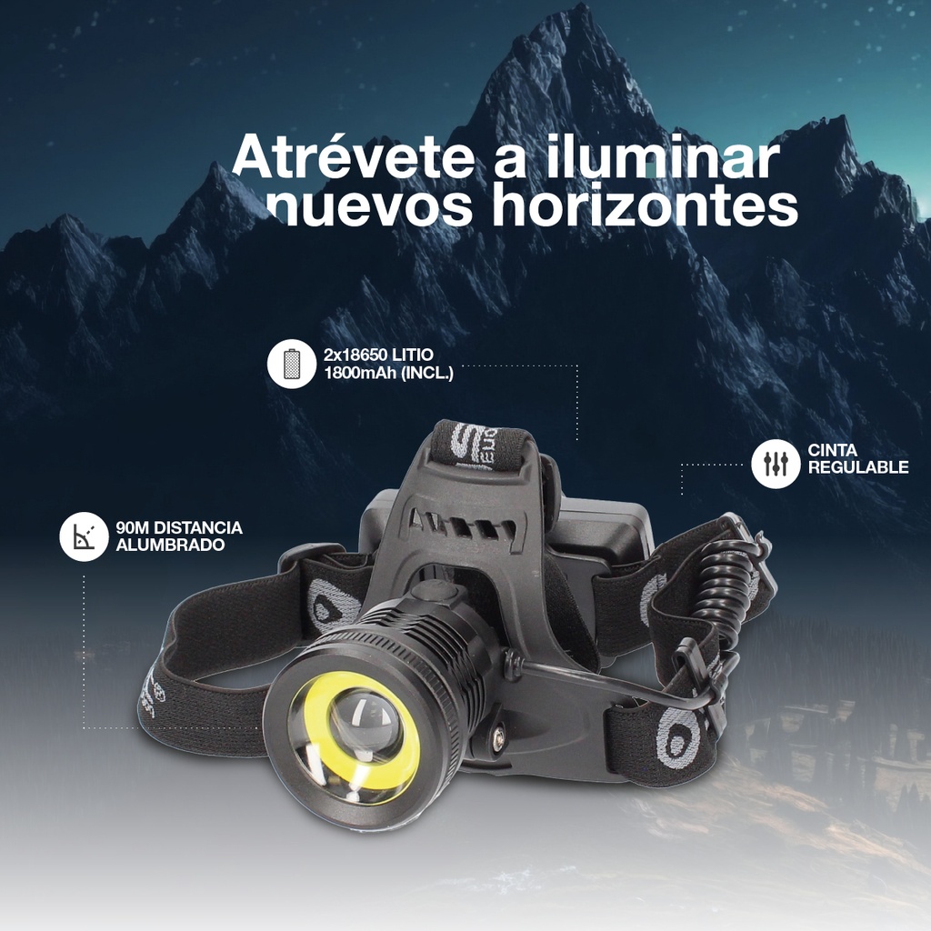 LINTERNA CABEZA LED COB RECARGABLE USB REF: GS-201805002 - Imagen 2