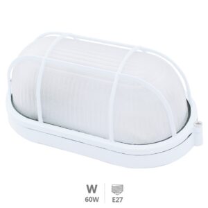 GS-0700782 APLIQUE OVALADO ALUM. LISO REJILLA BLANCO