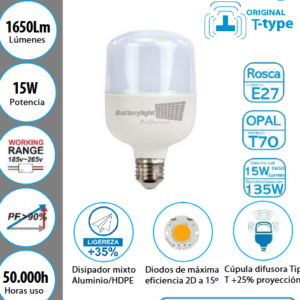 BT170134 SOFTONE LED NUEVA 15W E-27 6000K 1.650LM
