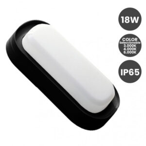 FL-91241 APLIQUE OVALADO NEGRO 18W CCT IP65