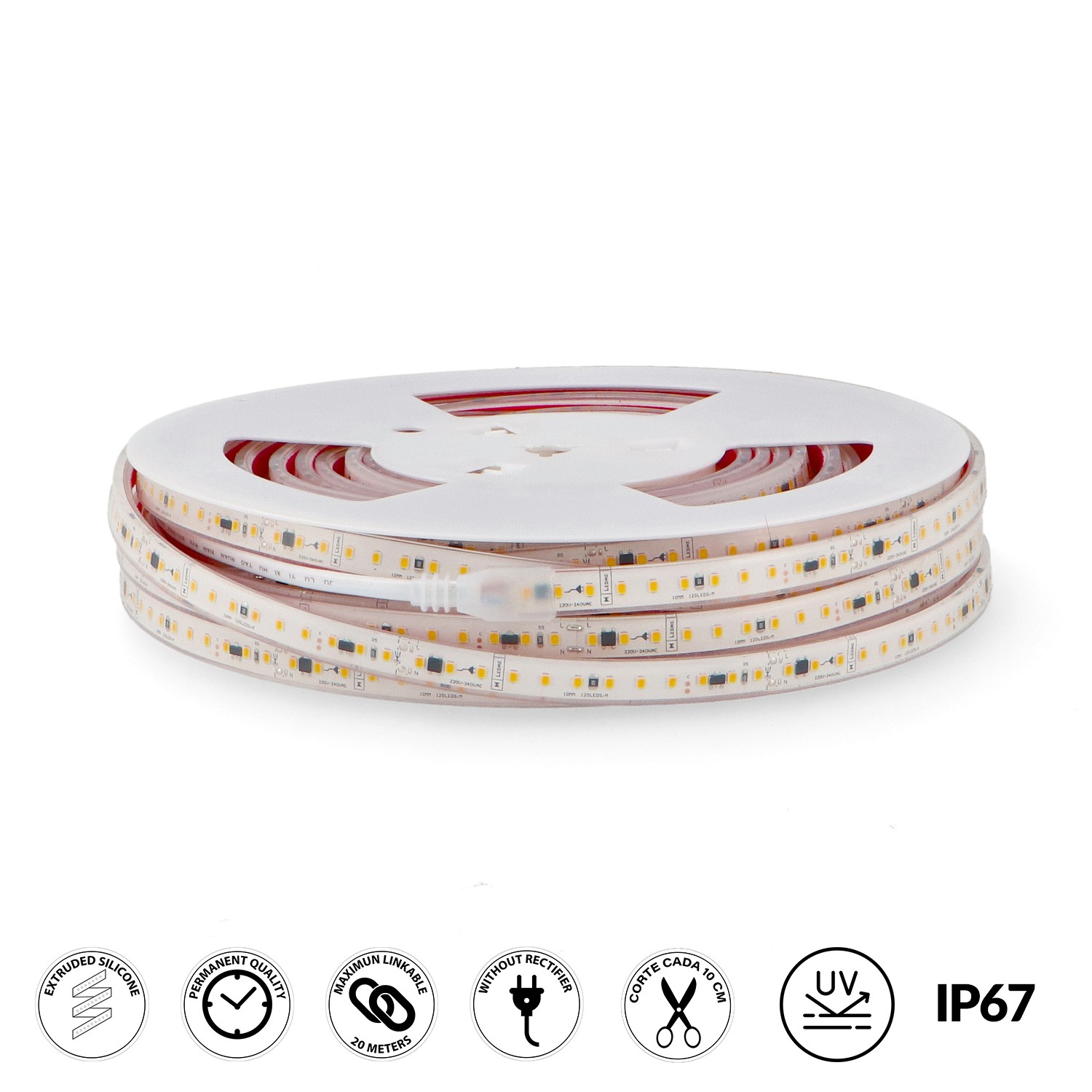 LM2163 MTRS TIRA DE LED 220VAC SMD2835 RUZOK 17W IP-67