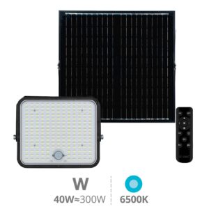 REF: 202615028 Proyector solar LED Pamol con sensor de movimiento y crepuscular 300W 6500K IP65 Negro